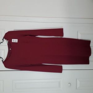 Charlotte Russe Burgundy Long Sleeve Dress with back lace up- L